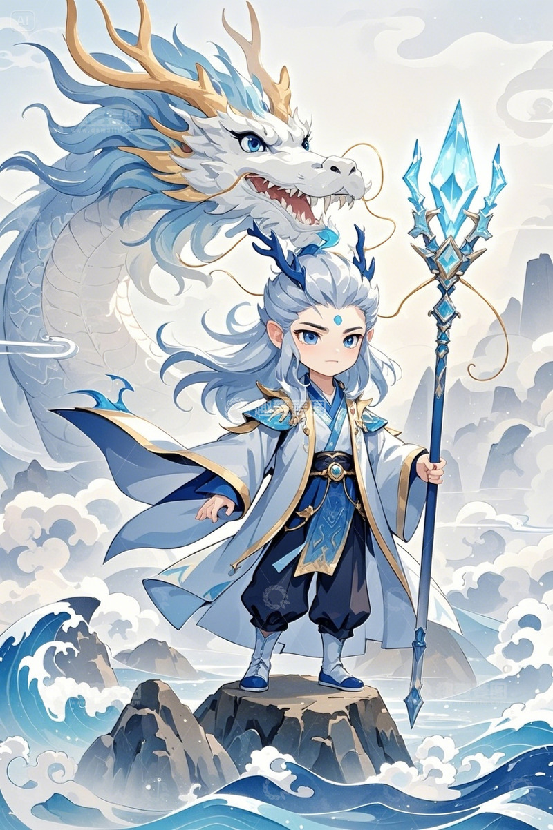 高清大图下载【趣麦麦图】三叉戟敖丙插画