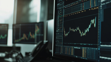 电脑屏幕显示股票图表