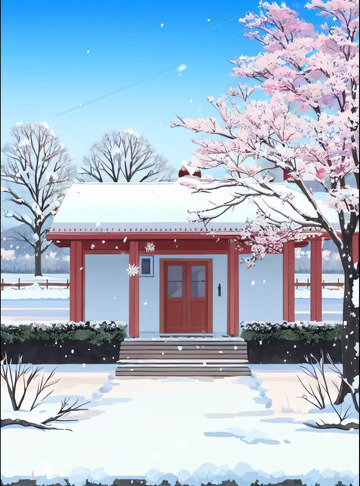 冬天的雪地门外