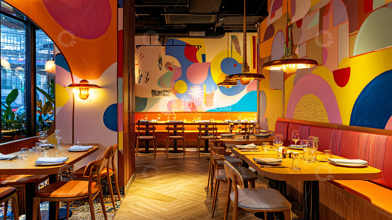 高清大图下载【趣麦麦图】色彩斑斓的餐厅室内设计