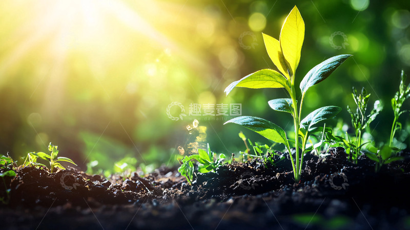 高清大图下载【趣麦麦图】阳光下茁壮成长的幼苗