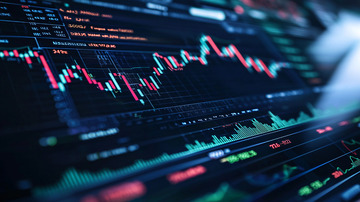 电脑屏幕上的股票图表