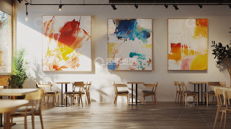 高清大图下载【趣麦麦图】现代简约餐厅抽象画装饰