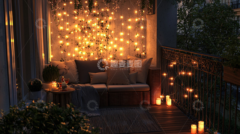 高清大图下载【趣麦麦图】阳台夜景高清图片