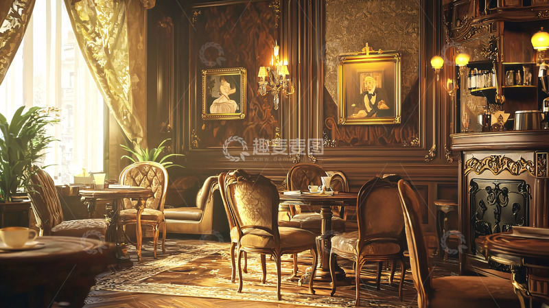 高清大图下载【趣麦麦图】复古欧式风格会客厅
