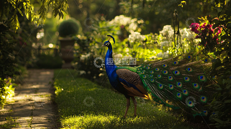 高清大图下载【趣麦麦图】孔雀花园景色