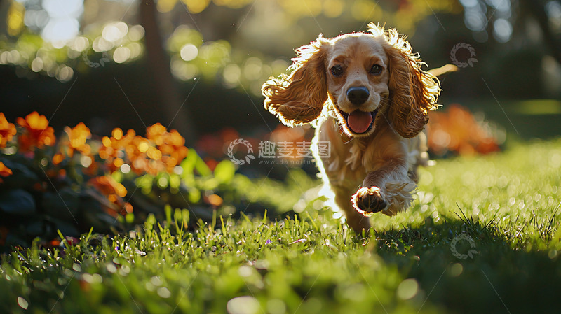 高清大图下载【趣麦麦图】快乐奔跑的狗狗