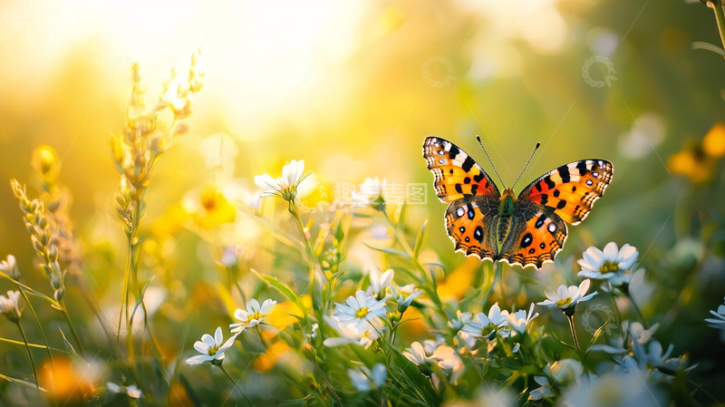 高清大图下载【趣麦麦图】阳光下的蝴蝶花海