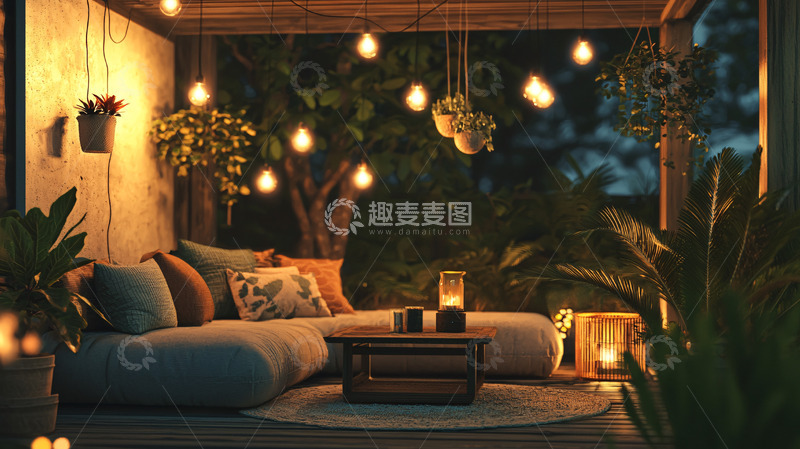 高清大图下载【趣麦麦图】温暖舒适户外夜间休息区