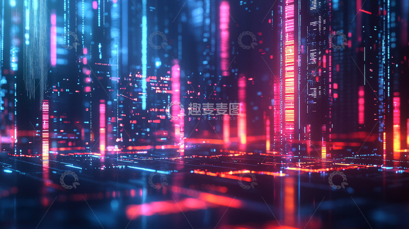 高清大图下载【趣麦麦图】霓虹灯科幻未来城市