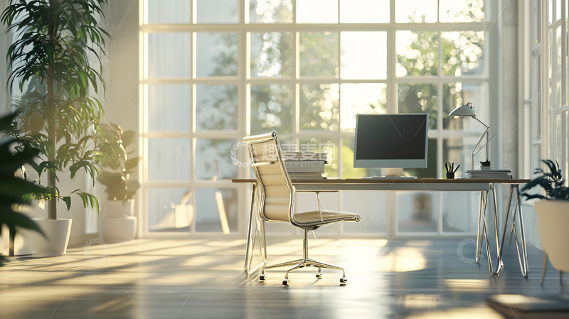 高清大图下载【趣麦麦图】阳光洒进明亮现代化办公室