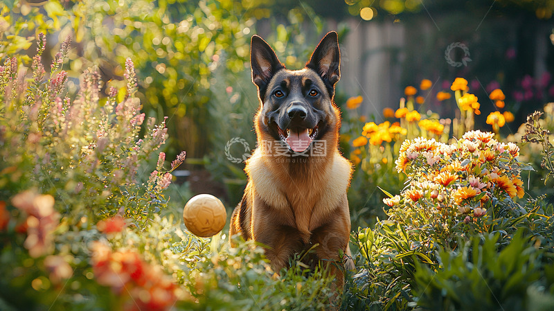 高清大图下载【趣麦麦图】-德国牧羊犬花园写真