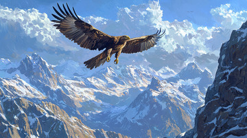 雄鹰飞翔雪山高清图片
