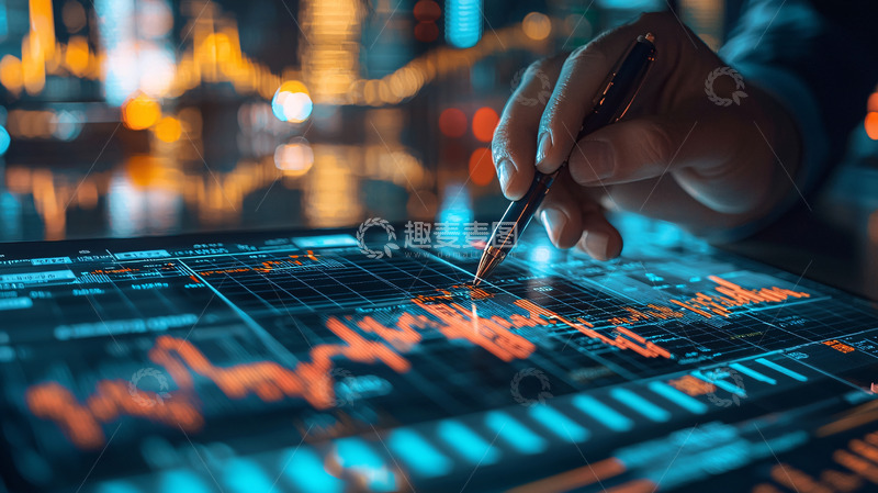 高清大图下载【趣麦麦图】手持笔触碰金融数据图表