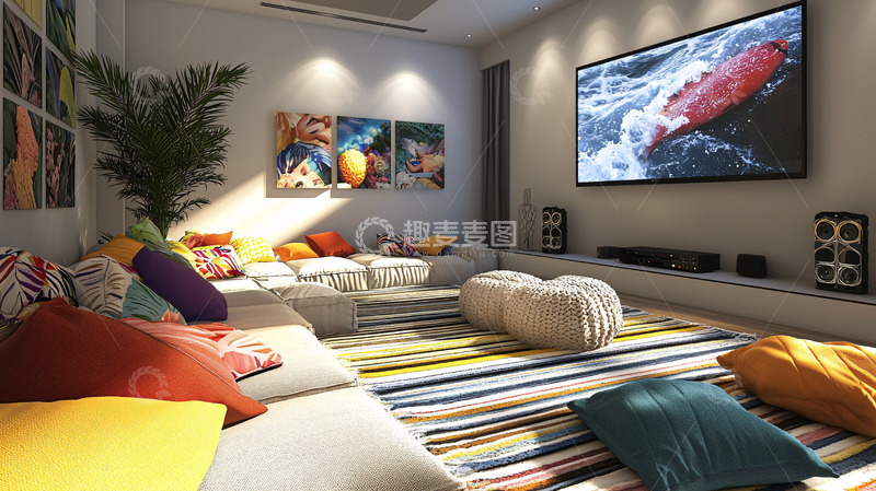 高清大图下载【趣麦麦图】现代化家庭影院设计