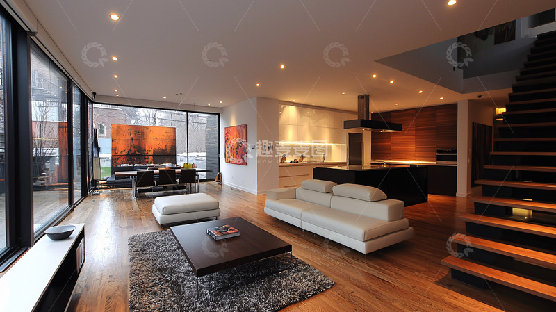 高清大图下载【趣麦麦图】现代简约开放式客厅