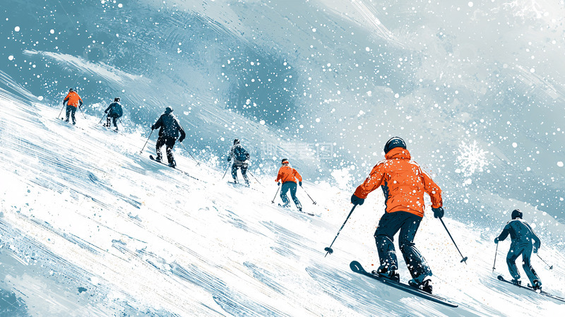 高清大图下载【趣麦麦图】雪山滑雪人群