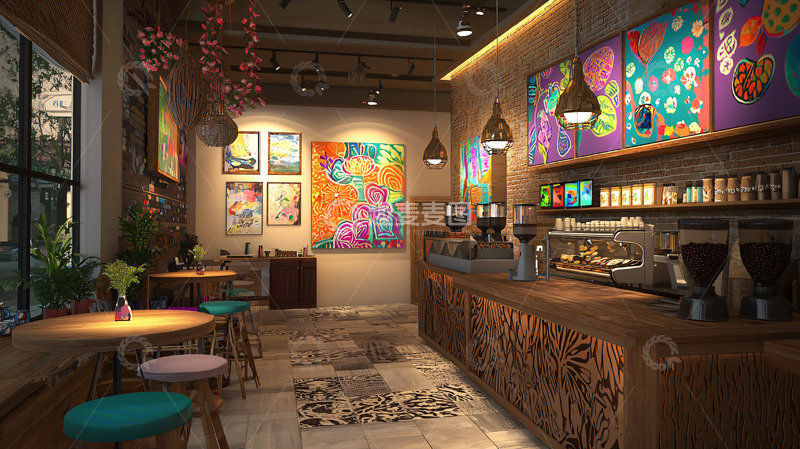 高清大图下载【趣麦麦图】艺术氛围咖啡馆装修