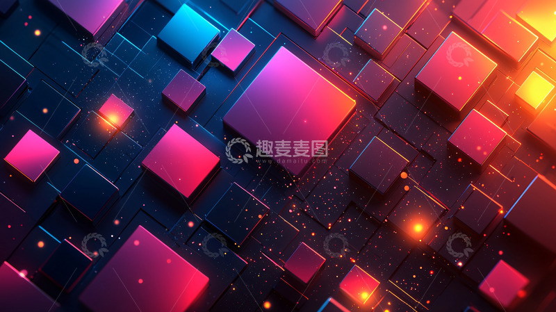 高清大图下载【趣麦麦图】科技感方块矩阵