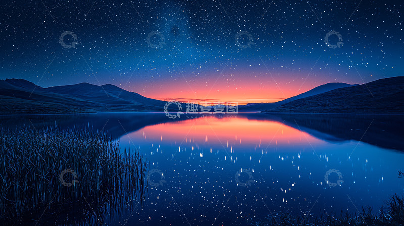 高清大图下载【趣麦麦图】星空倒影湖泊