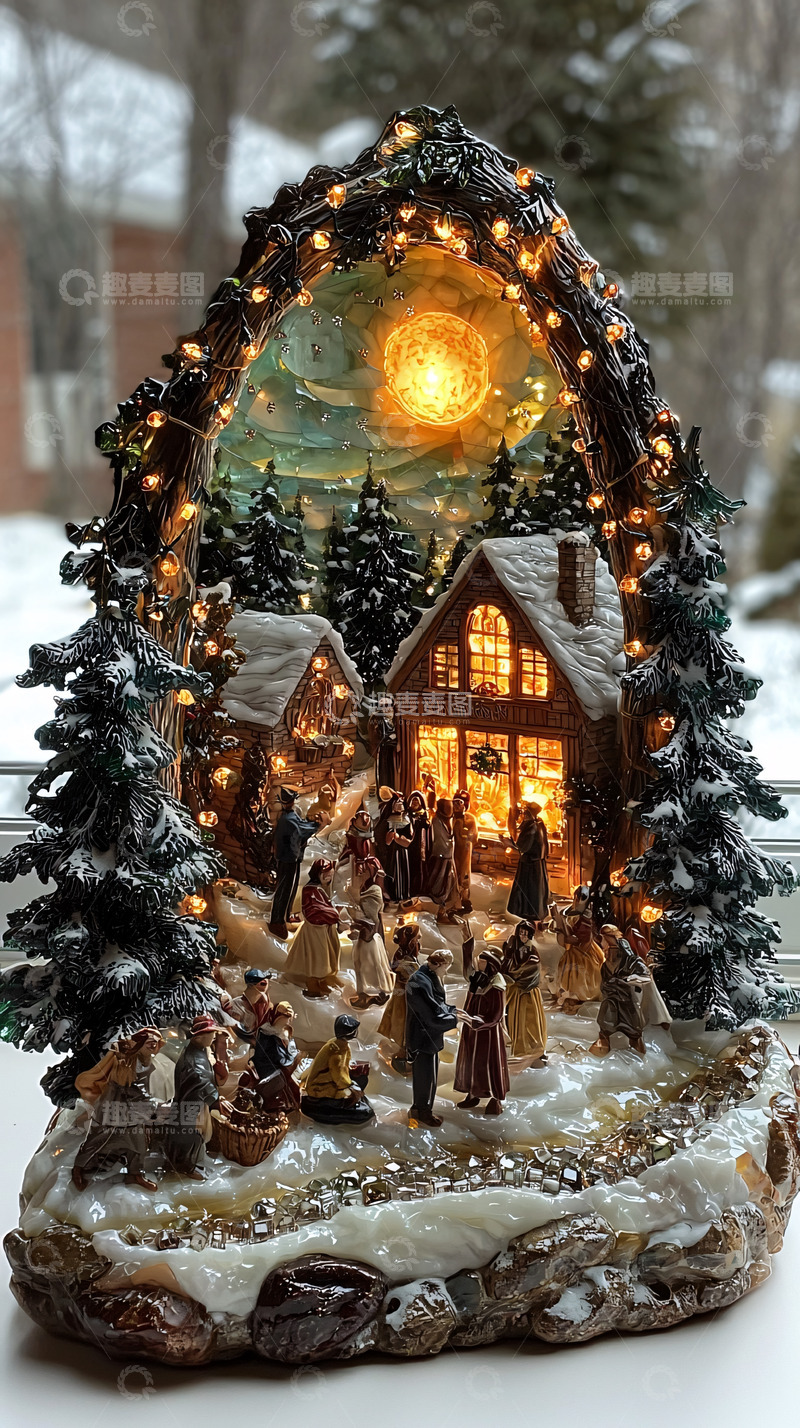 高清大图下载【趣麦麦图】圣诞村庄灯饰