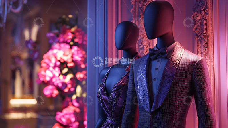 高清大图下载【趣麦麦图】奢华晚宴服装模特展示