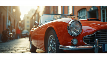 复古红色敞篷跑车