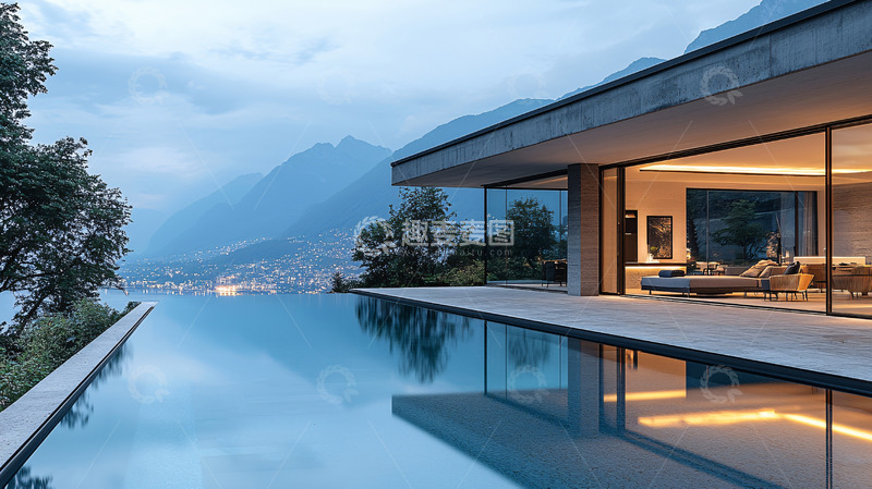 高清大图下载【趣麦麦图】山景泳池别墅