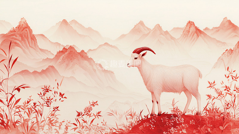 高清大图下载【趣麦麦图】水墨画山羊