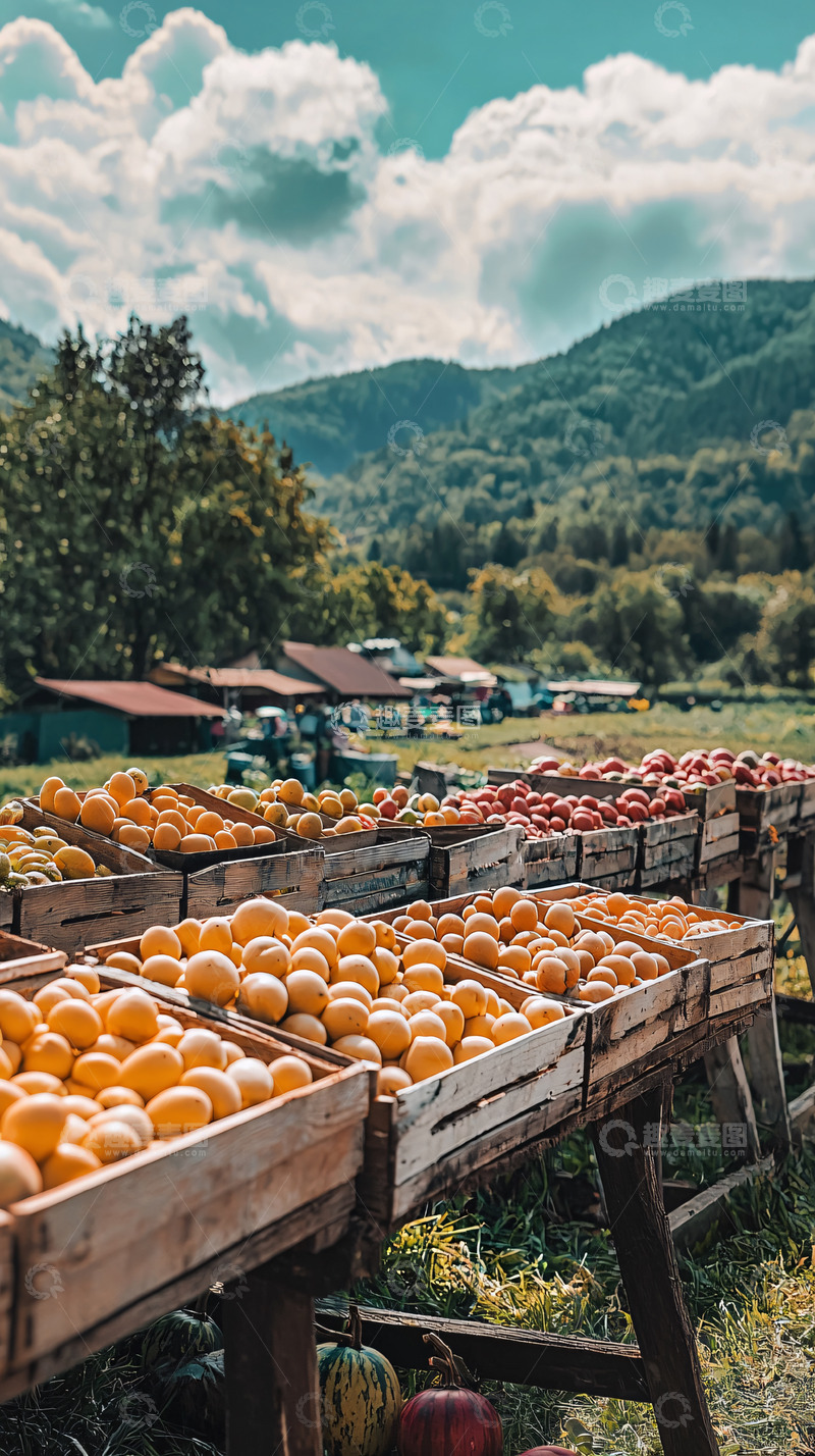 高清大图下载【趣麦麦图】山区水果市场