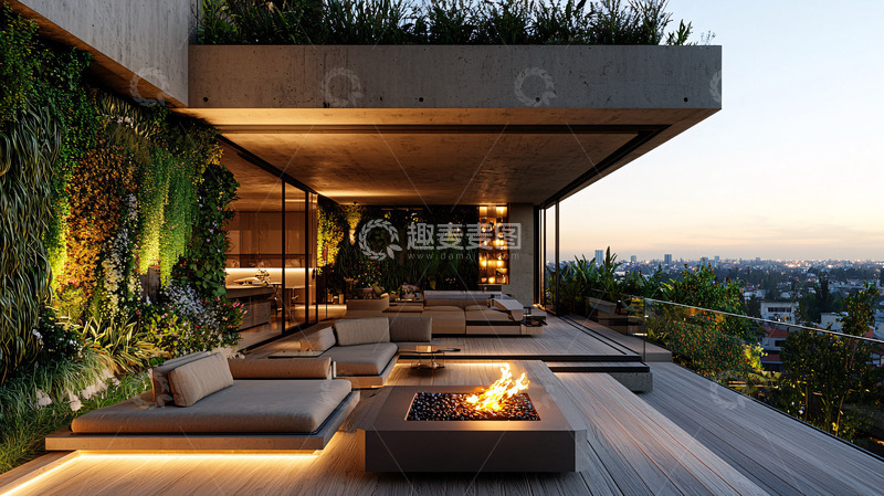 高清大图下载【趣麦麦图】现代风格顶层公寓露台