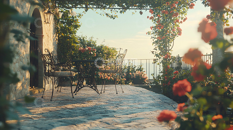高清大图下载【趣麦麦图】浪漫庭院清晨景色