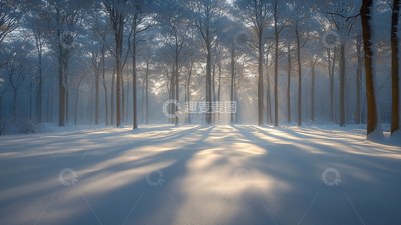 高清大图下载【趣麦麦图】冬日森林阳光
