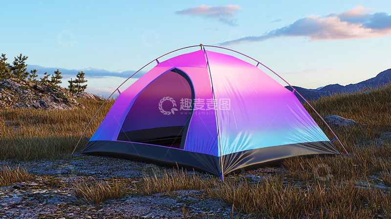 高清大图下载【趣麦麦图】紫色渐变色户外帐篷