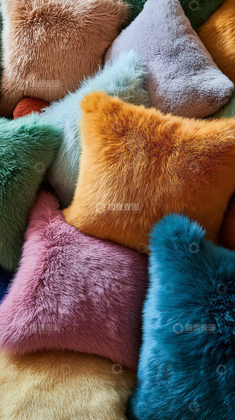 高清大图下载【趣麦麦图】彩色毛绒靠枕