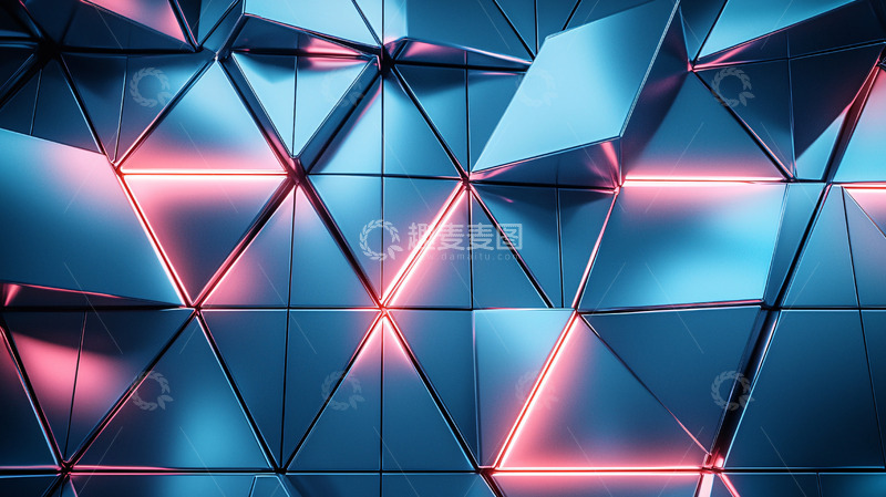 高清大图下载【趣麦麦图】蓝色金属三角形背景