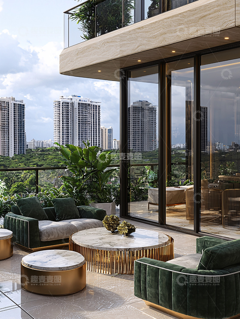 高清大图下载【趣麦麦图】高层公寓阳台户外休闲区