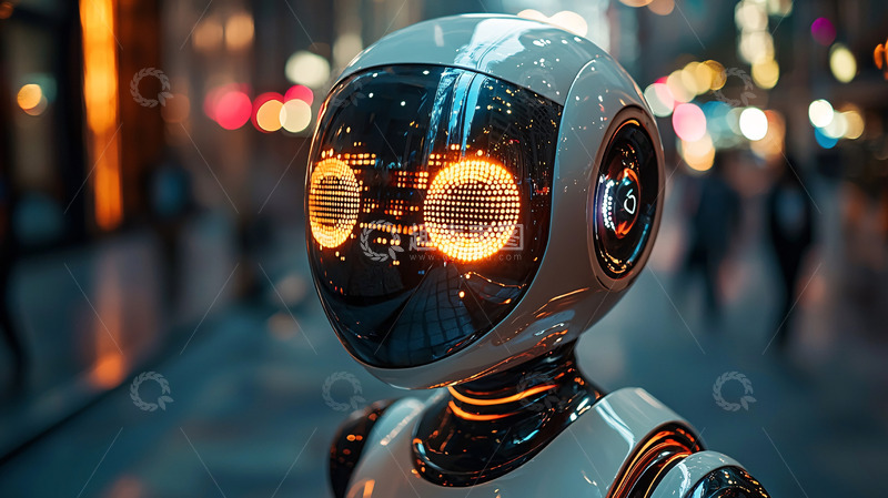 高清大图下载【趣麦麦图】炫酷机器人夜景特写