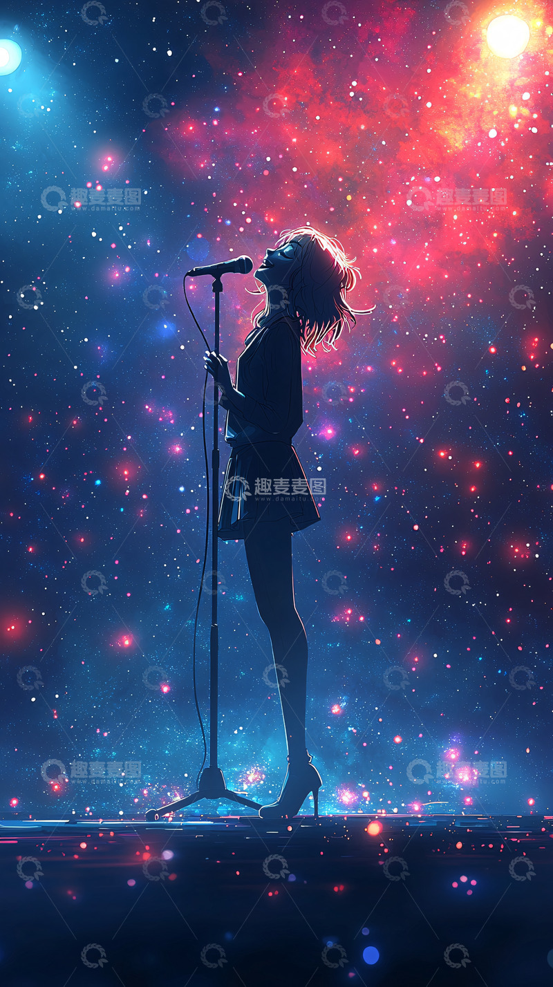 高清大图下载【趣麦麦图】舞台上唱歌的女子