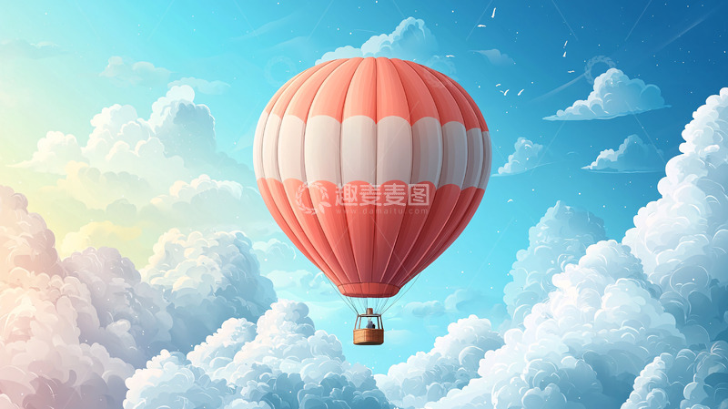 高清大图下载【趣麦麦图】粉色热气球