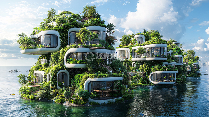 高清大图下载【趣麦麦图】海边生态环保住宅