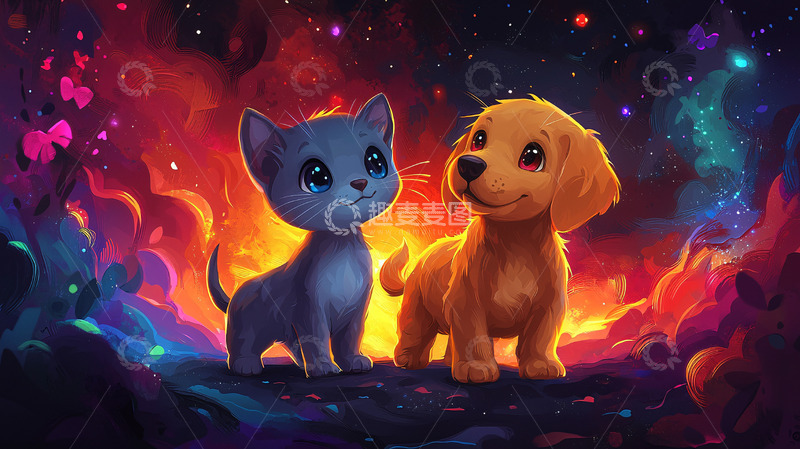 高清大图下载【趣麦麦图】卡通猫咪狗狗