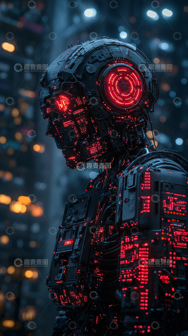 高清大图下载【趣麦麦图】未来都市机器人