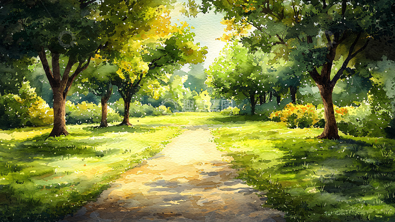 高清大图下载【趣麦麦图】阳光洒满林间小路
