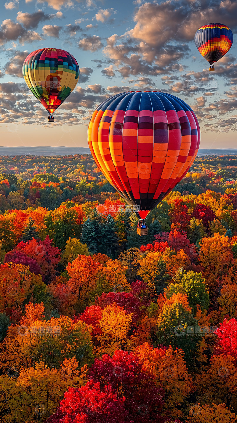 高清大图下载【趣麦麦图】热气球秋景