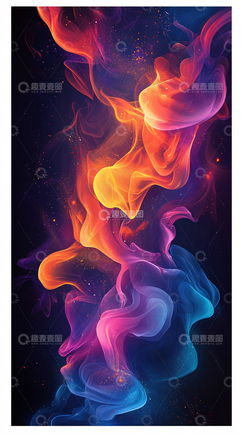 高清大图下载【趣麦麦图】色彩斑斓的烟雾状抽象艺术