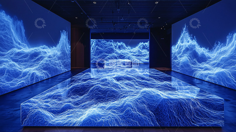 高清大图下载【趣麦麦图】蓝色波浪数字艺术