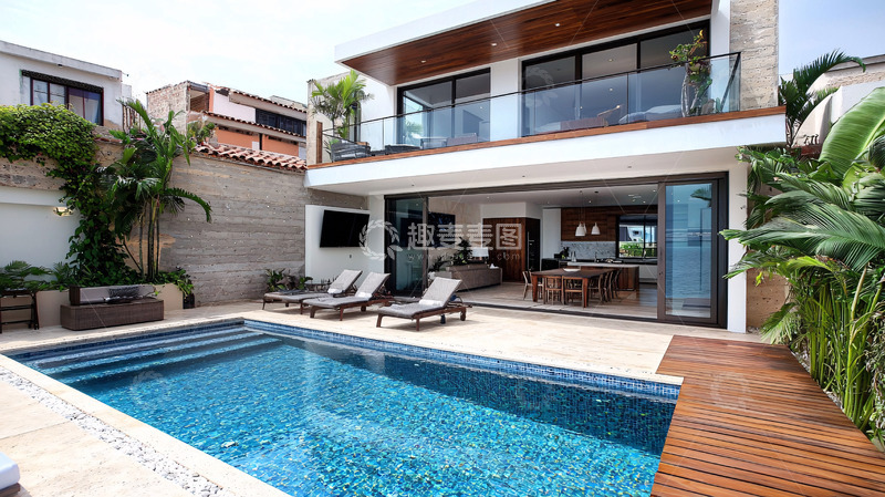 高清大图下载【趣麦麦图】现代风格别墅泳池
