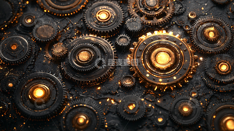 高清大图下载【趣麦麦图】金色齿轮