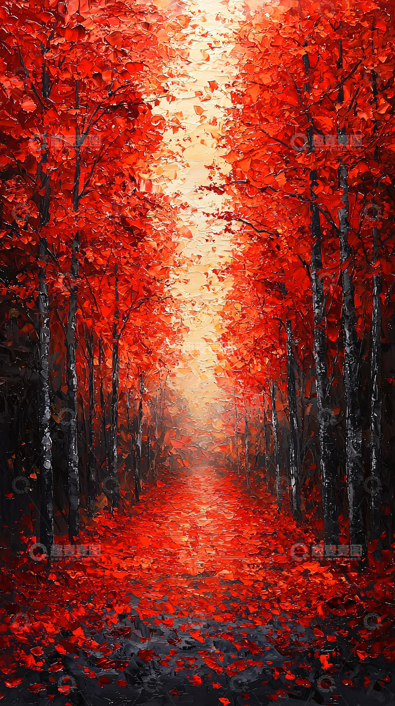 高清大图下载【趣麦麦图】红叶林间小路